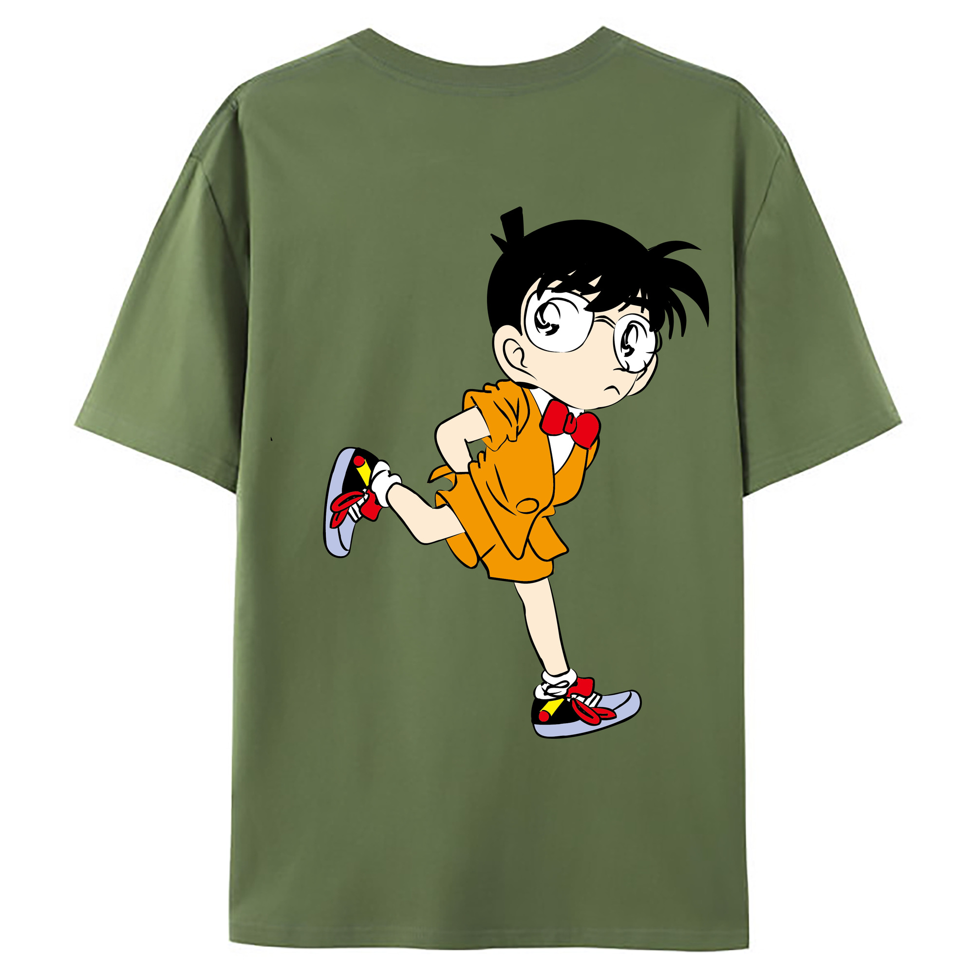 （画像用） 名探偵コナン 江戸川 コナン Detective Conan Conan Edogawa 綿100％ メンズ半袖Tシャツ（バックプリント） 通気性